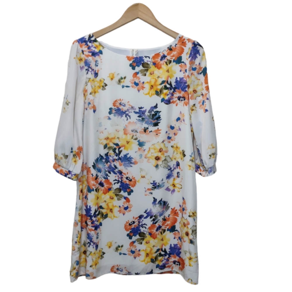 Pink Owl Long sleeve floral shift dress